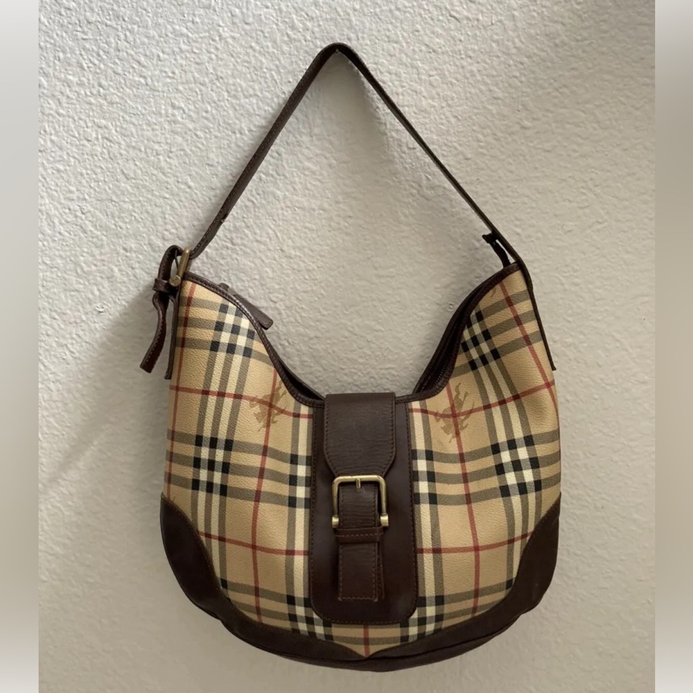 Burberry hoboHandbag  Haymarket Check Large Chocolate